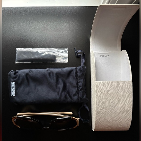 PRADA Black, Cream, Gold Sunglasses PR20SX 02F5S0 - Picture 8 of 12